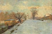 Albert Lebourg Road on the Banks of the Seine at Neuilly in Winter oil